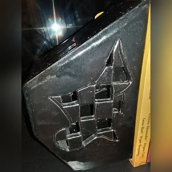 Unique Vtg 90s Modern Geometric Artisan Ceramic Book Ends, Handmade - Picture 9 of 15